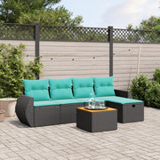 vidaXL 6-Piece Lounge Set with Cushions Poly Rattan Black