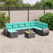vidaXL 9-Piece Lounge Set with Cushions Poly Rattan Black