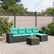 vidaXL 6-Piece Lounge Set with Cushions Poly Rattan Black