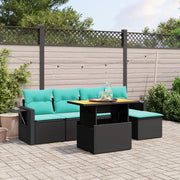 vidaXL 6-Piece Lounge Set with Cushions Poly Rattan Black