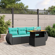 vidaXL 5-delige Loungeset met kussens poly rattan grijs