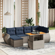 vidaXL 7-delige Loungeset met kussens poly rattan grijs
