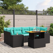 vidaXL 7-Piece Lounge Set with Cushions Poly Rattan Black