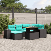 vidaXL 7-Piece Lounge Set with Cushions Poly Rattan Black