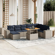 vidaXL 9-Piece Lounge Set with Cushions Poly Rattan Black