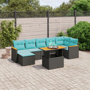 vidaXL 8-delige Loungeset met kussens poly rattan zwart