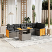 vidaXL 7-Piece Lounge Set with Cushions Poly Rattan Grey
