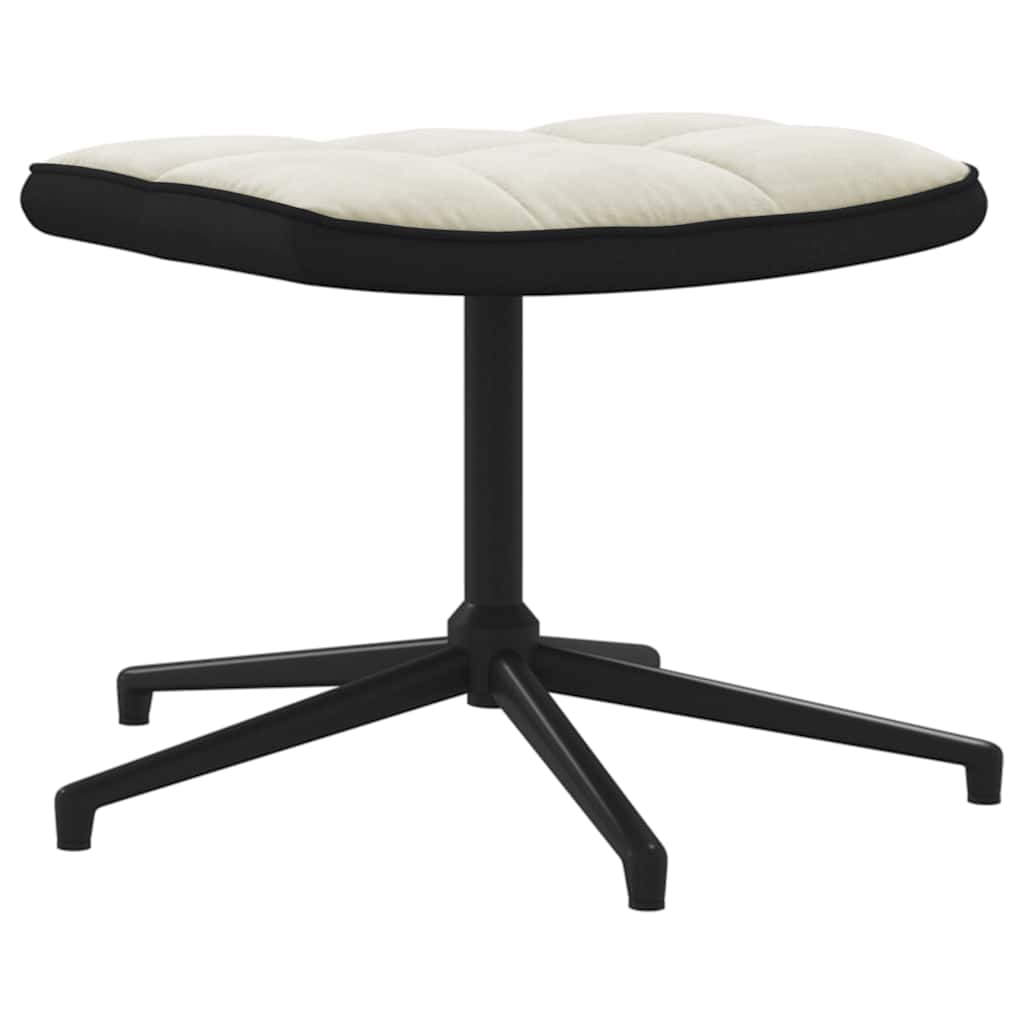 vidaXL Relaxstoel met voetenbank fluweel en PVC crèmewit