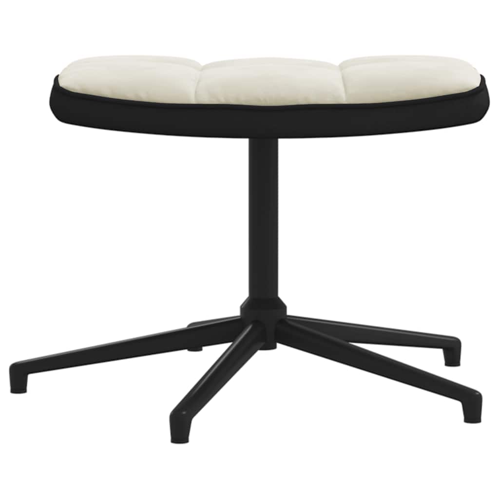 vidaXL Relaxstoel met voetenbank fluweel en PVC crèmewit