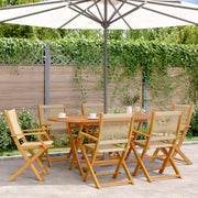 vidaXL 7-delige Tuinset polypropeen en massief hout beige