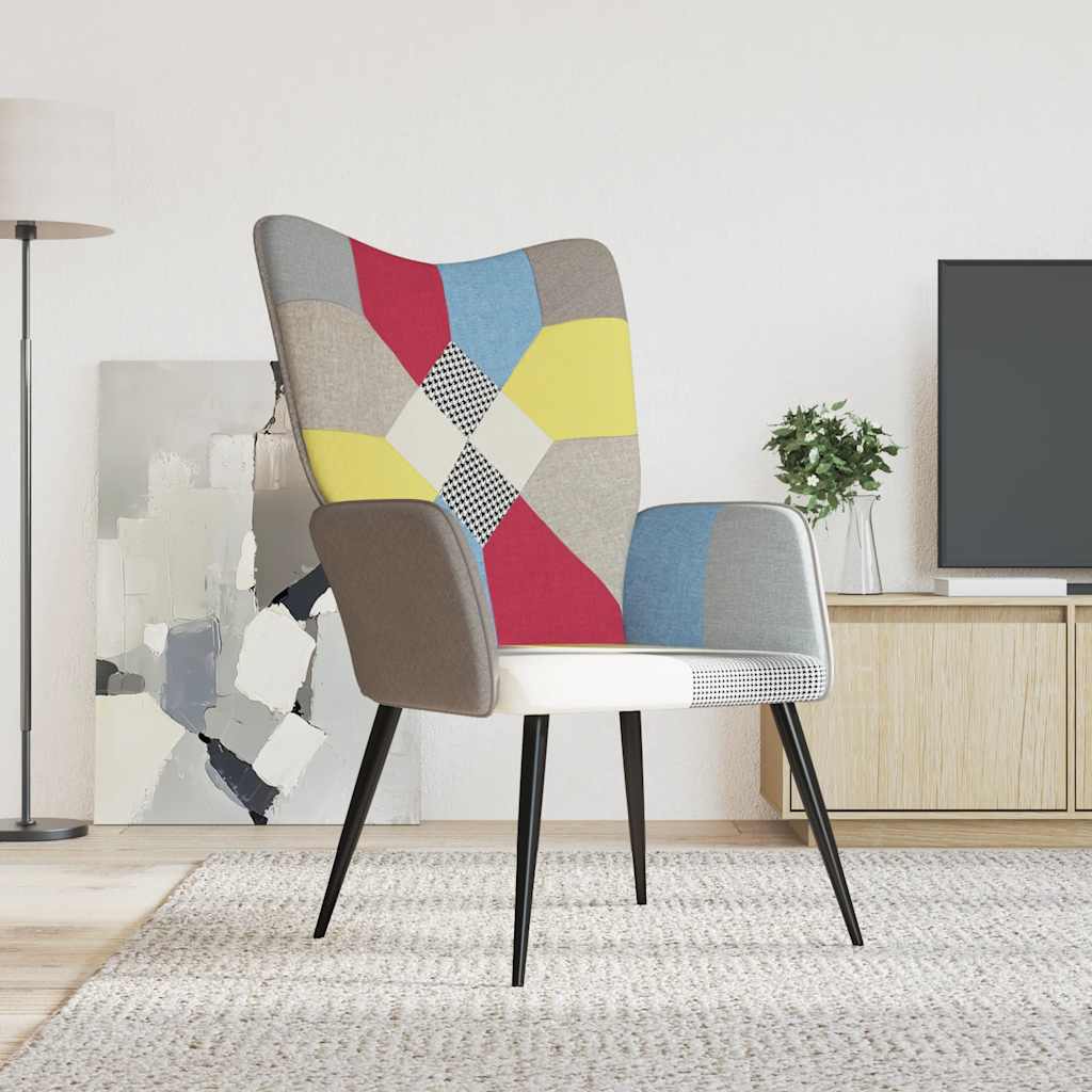 vidaXL Relaxstoel met voetenbank patchwork stof - Aashly