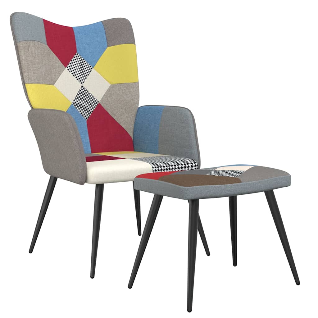 vidaXL Relaxstoel met voetenbank patchwork stof - Aashly