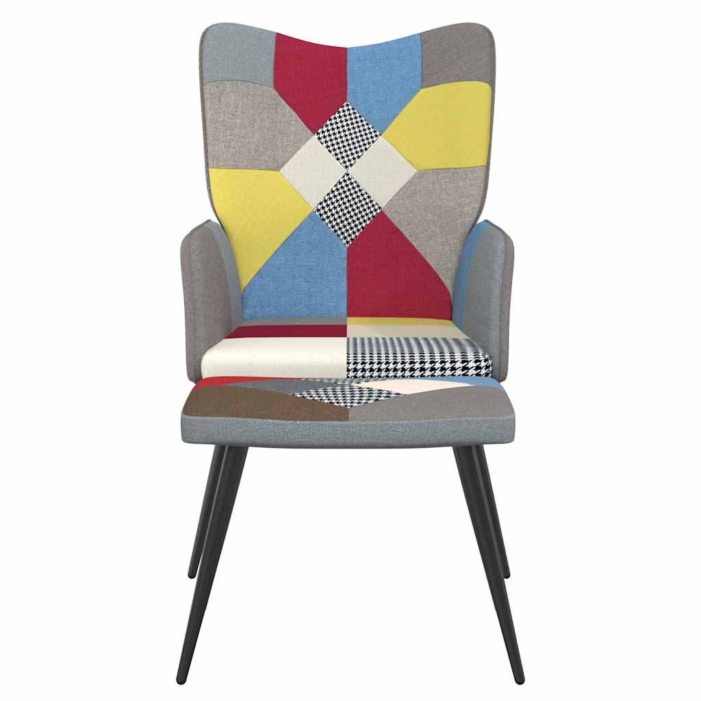 vidaXL Relaxstoel met voetenbank patchwork stof - Aashly