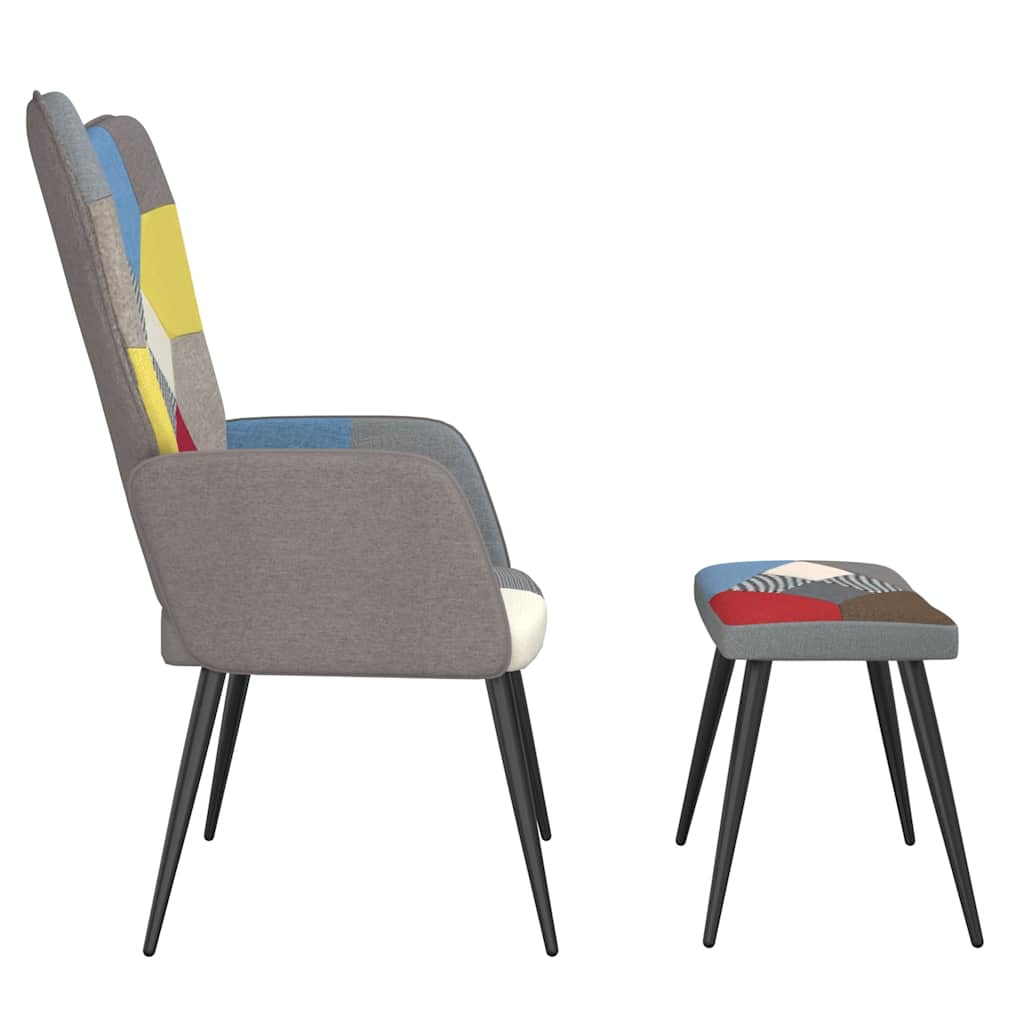 vidaXL Relaxstoel met voetenbank patchwork stof - Aashly