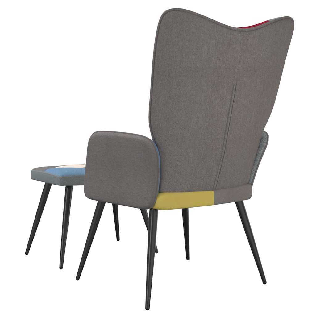 vidaXL Relaxstoel met voetenbank patchwork stof - Aashly