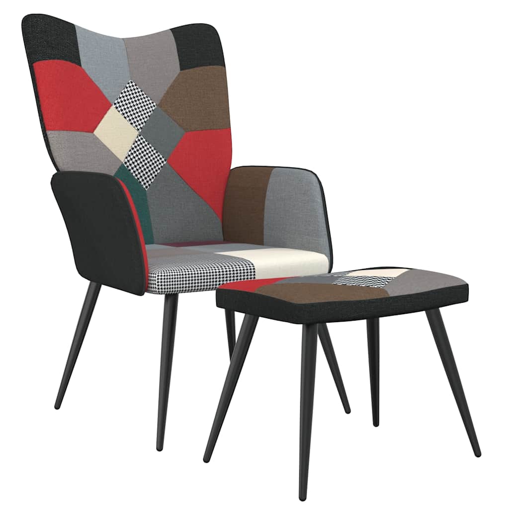 vidaXL Relaxstoel met voetenbank patchwork stof - Aashly