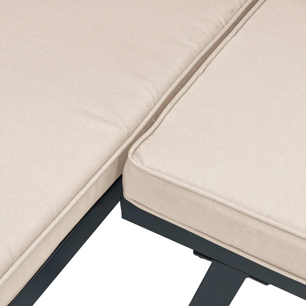 vidaXL 3-delige Loungeset met kussens gepoedercoat staal zwart