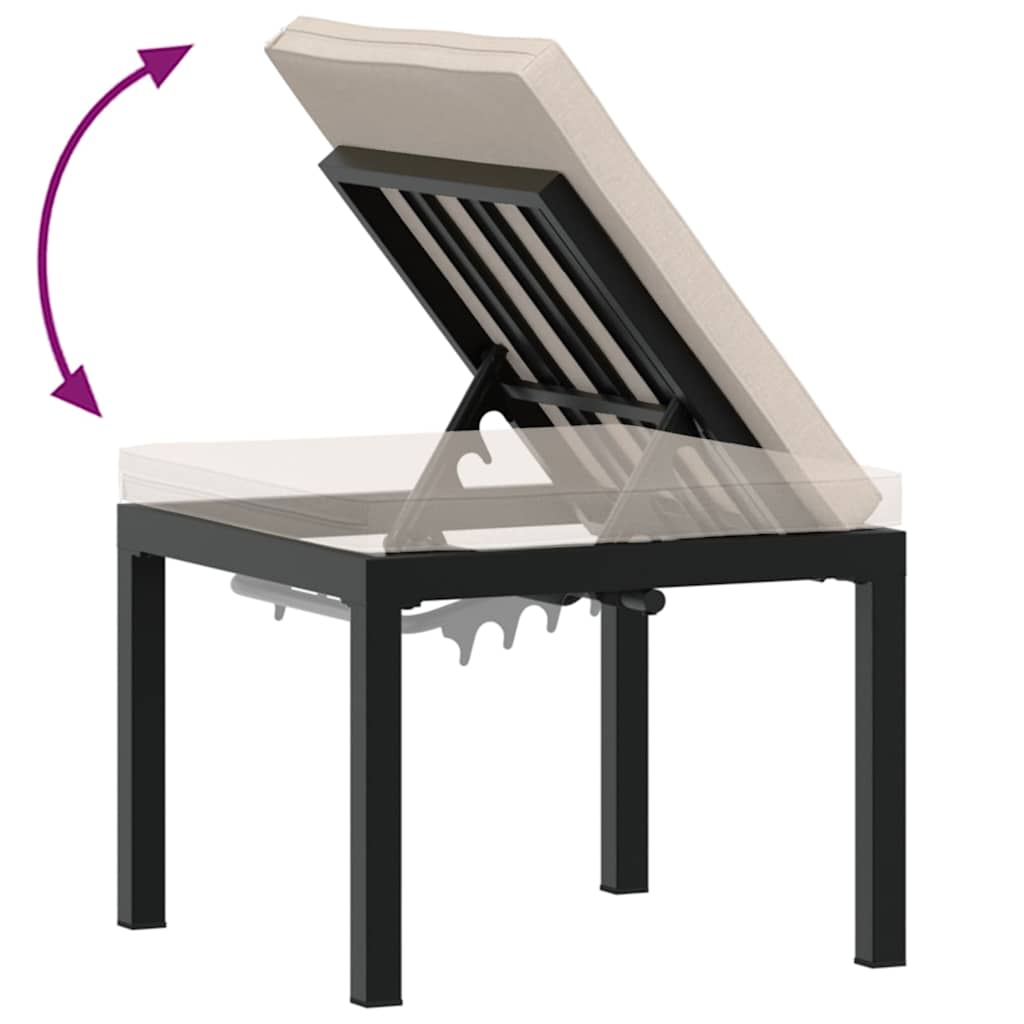 vidaXL 3-Piece Lounge Set with Cushions Powder-Coated Steel Black