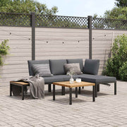vidaXL 4-Piece Lounge Set with Cushions Aluminum Black