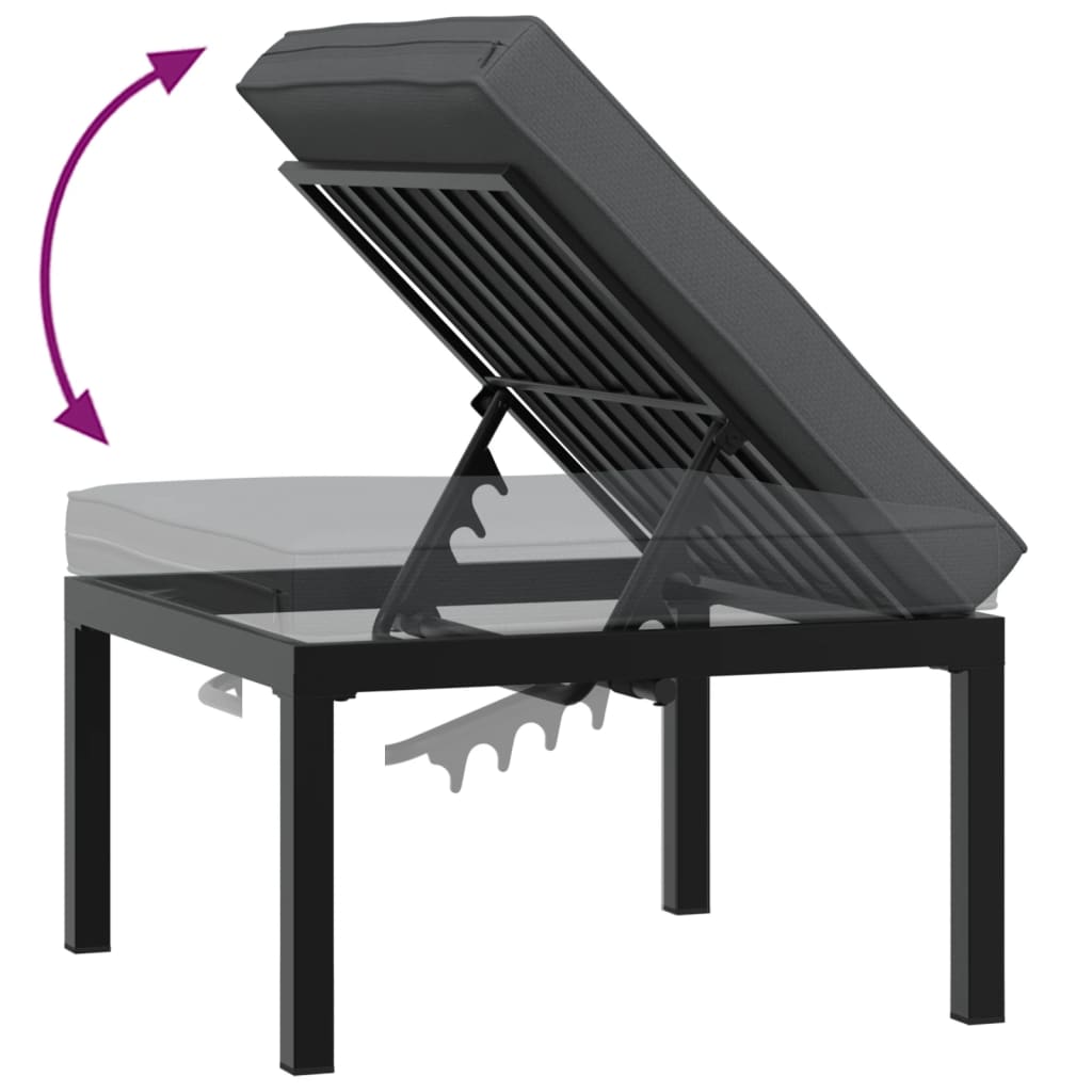 vidaXL 5-delige Loungeset met kussens aluminium zwart