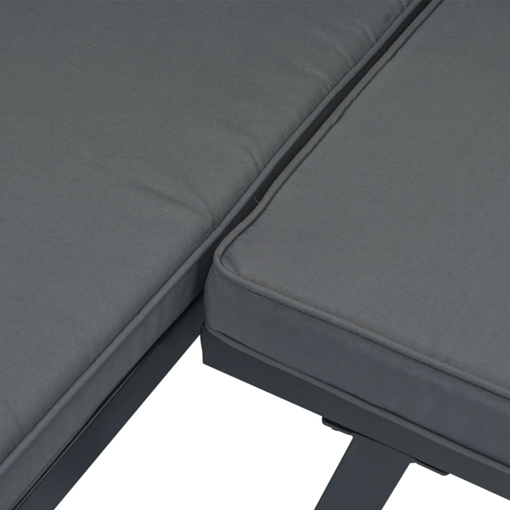 vidaXL 5-delige Loungeset met kussens aluminium zwart