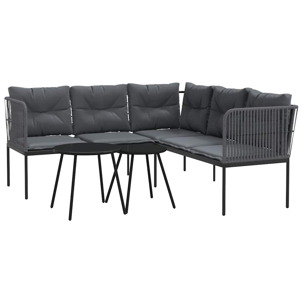 vidaXL Loungeset met kussens staal en textileen zwart