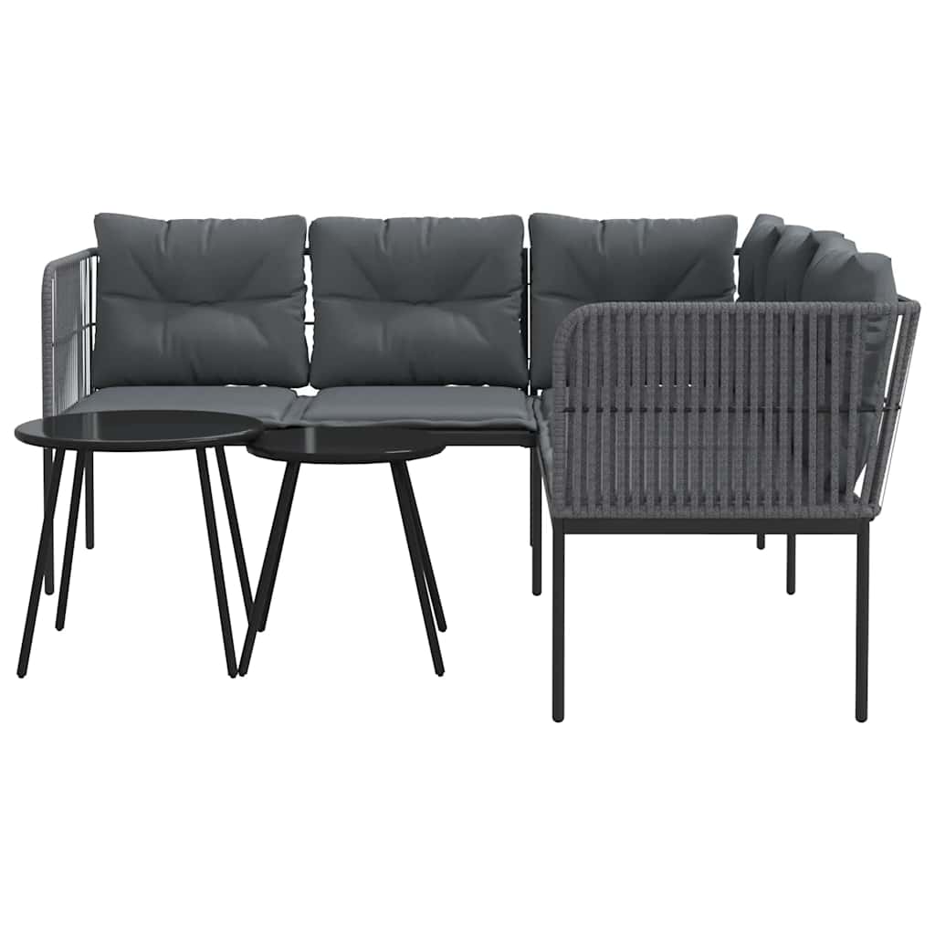 vidaXL Loungeset met kussens staal en textileen zwart