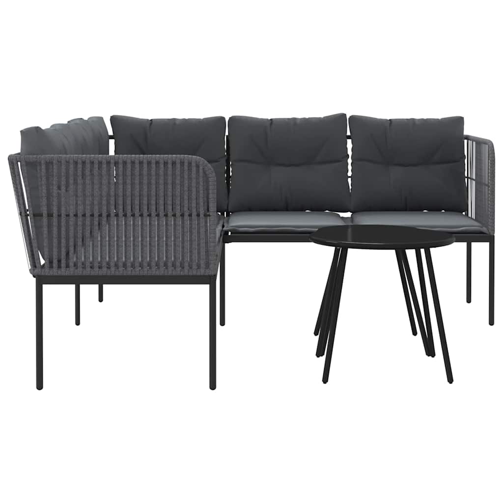 vidaXL Loungeset met kussens staal en textileen zwart