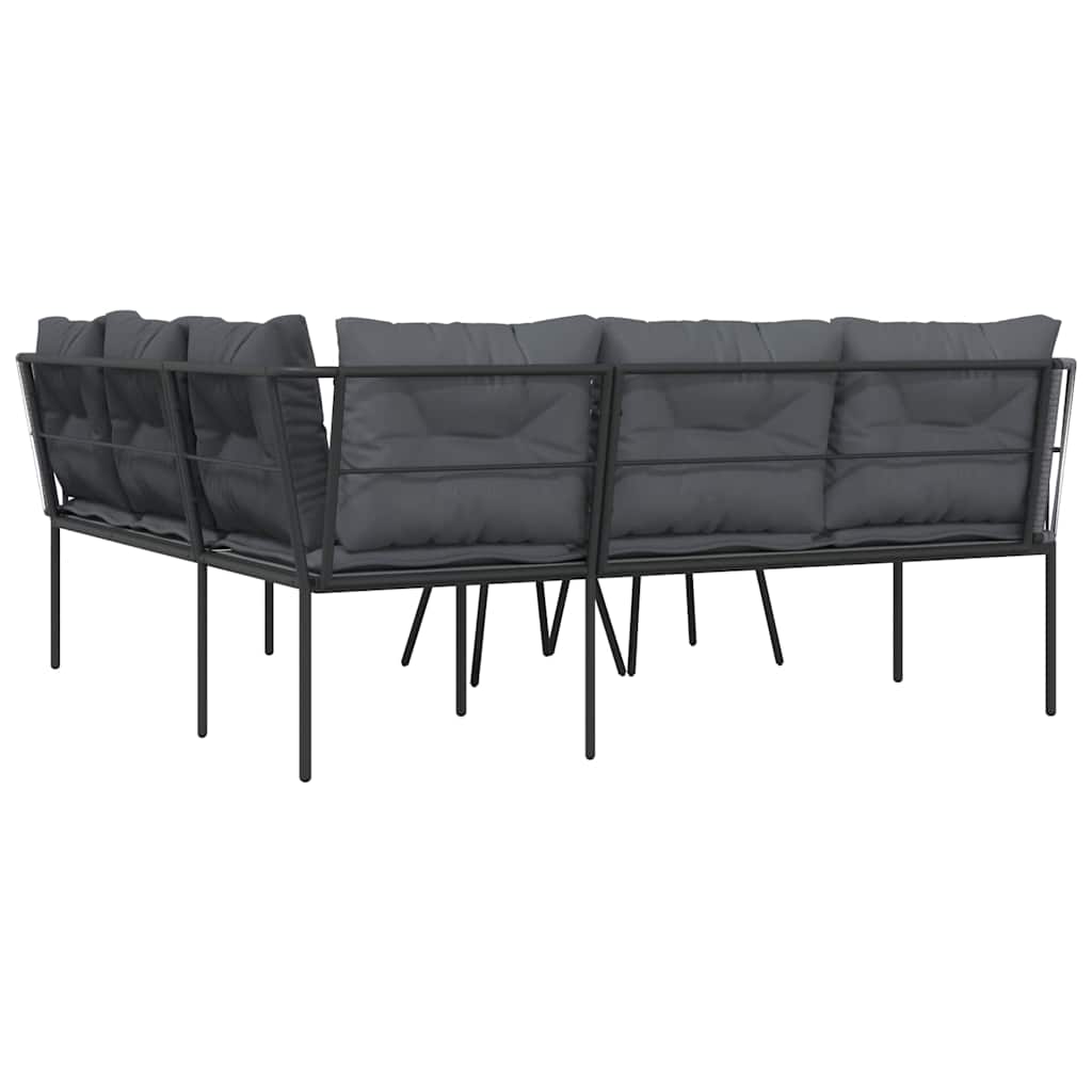 vidaXL Loungeset met kussens staal en textileen zwart