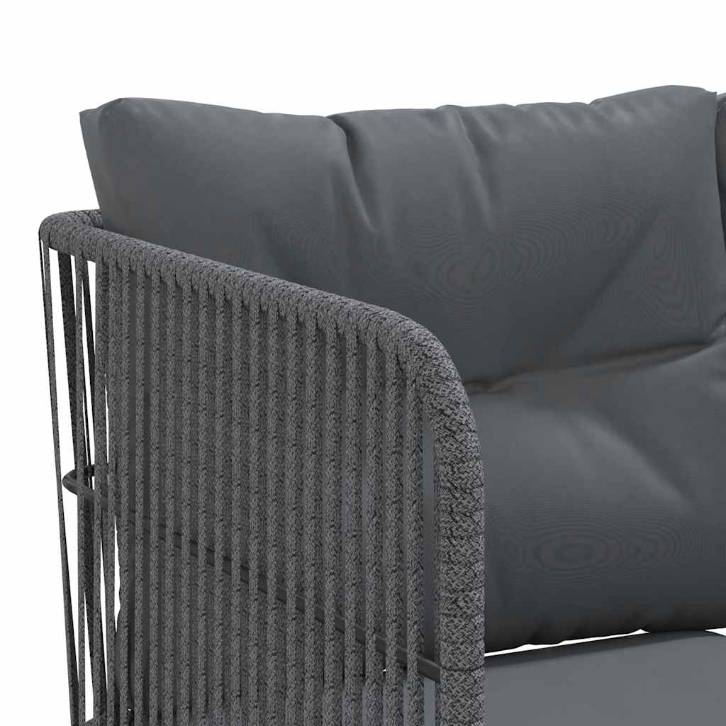 vidaXL Loungeset met kussens staal en textileen zwart