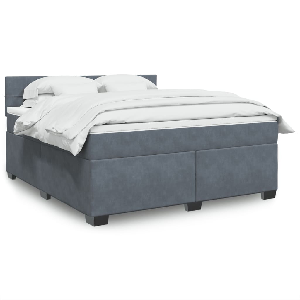 vidaXL Boxspring met matras fluweel donkergrijs 200x200 cm