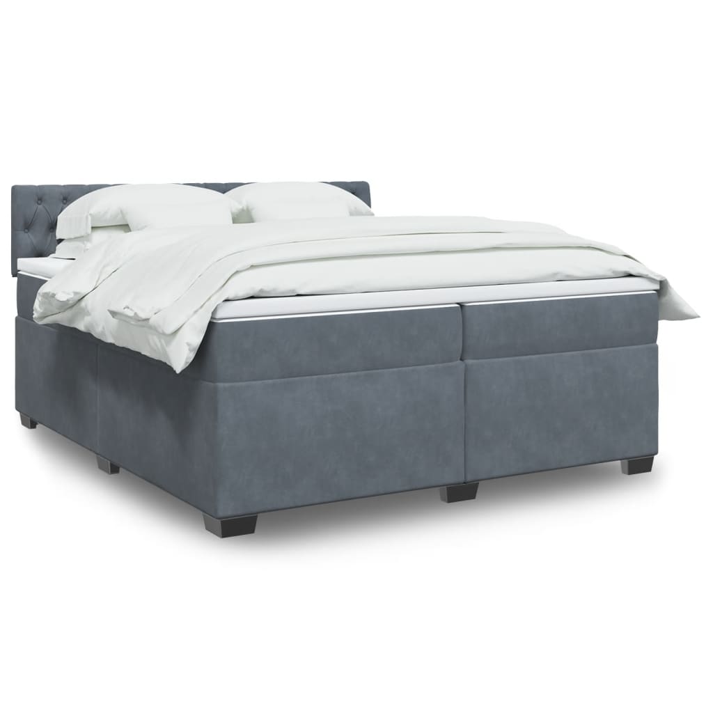vidaXL Boxspring met matras fluweel donkergrijs 200x200 cm