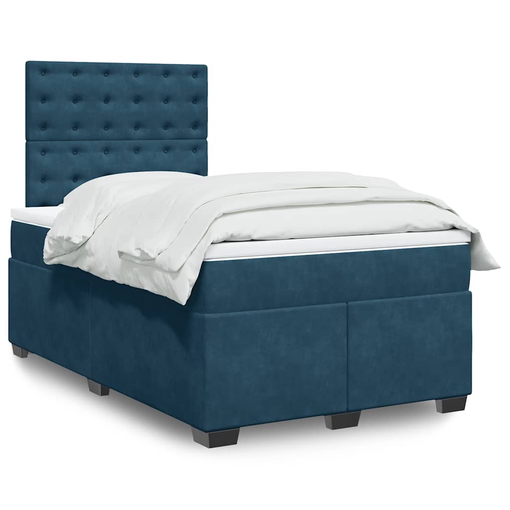 vidaXL Boxspring met matras fluweel blauw 140x190 cm