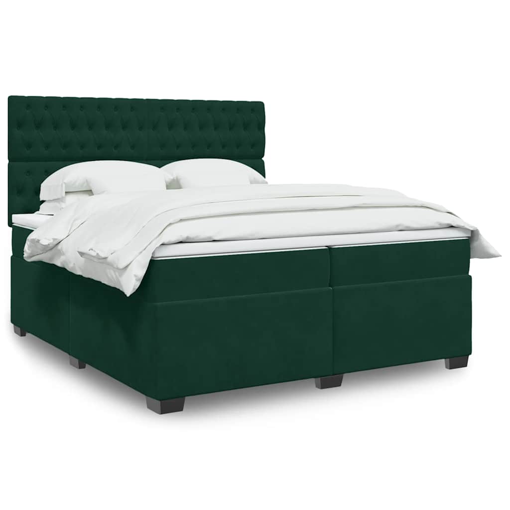 vidaXL Boxspring met matras fluweel blauw 140x190 cm