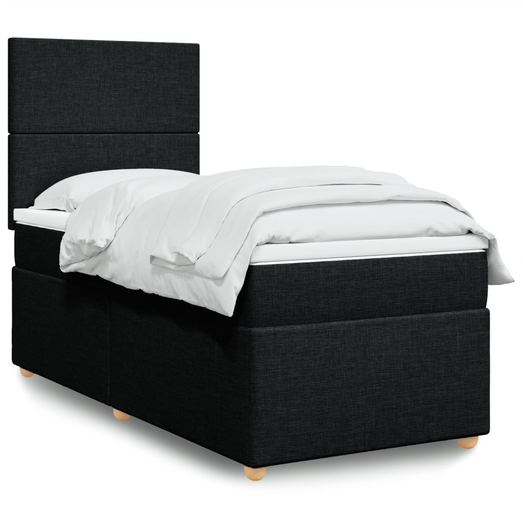 vidaXL Boxspring met matras stof zwart 80x200 cm