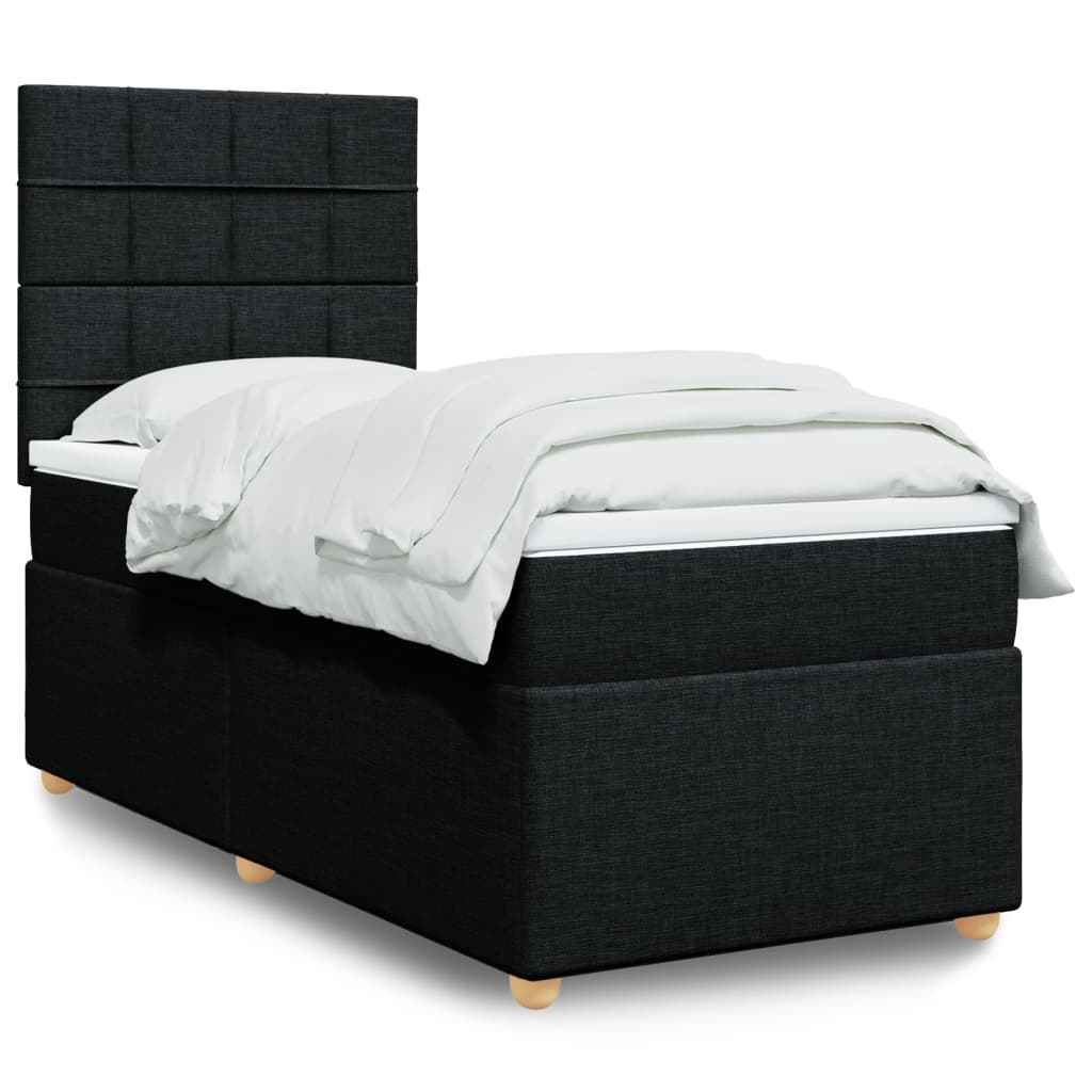 vidaXL Boxspring met matras stof zwart 80x200 cm