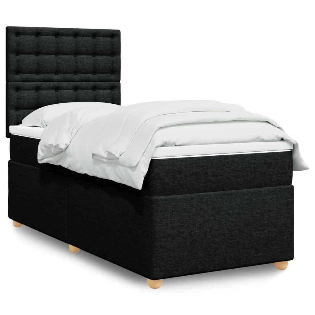 vidaXL Boxspring met matras stof zwart 80x200 cm