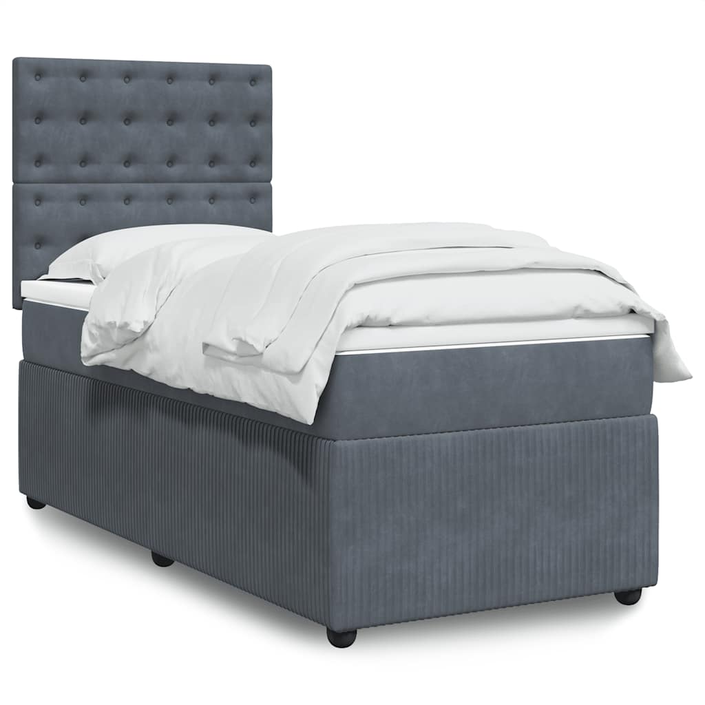 vidaXL Boxspring met matras fluweel donkergrijs 80x200 cm