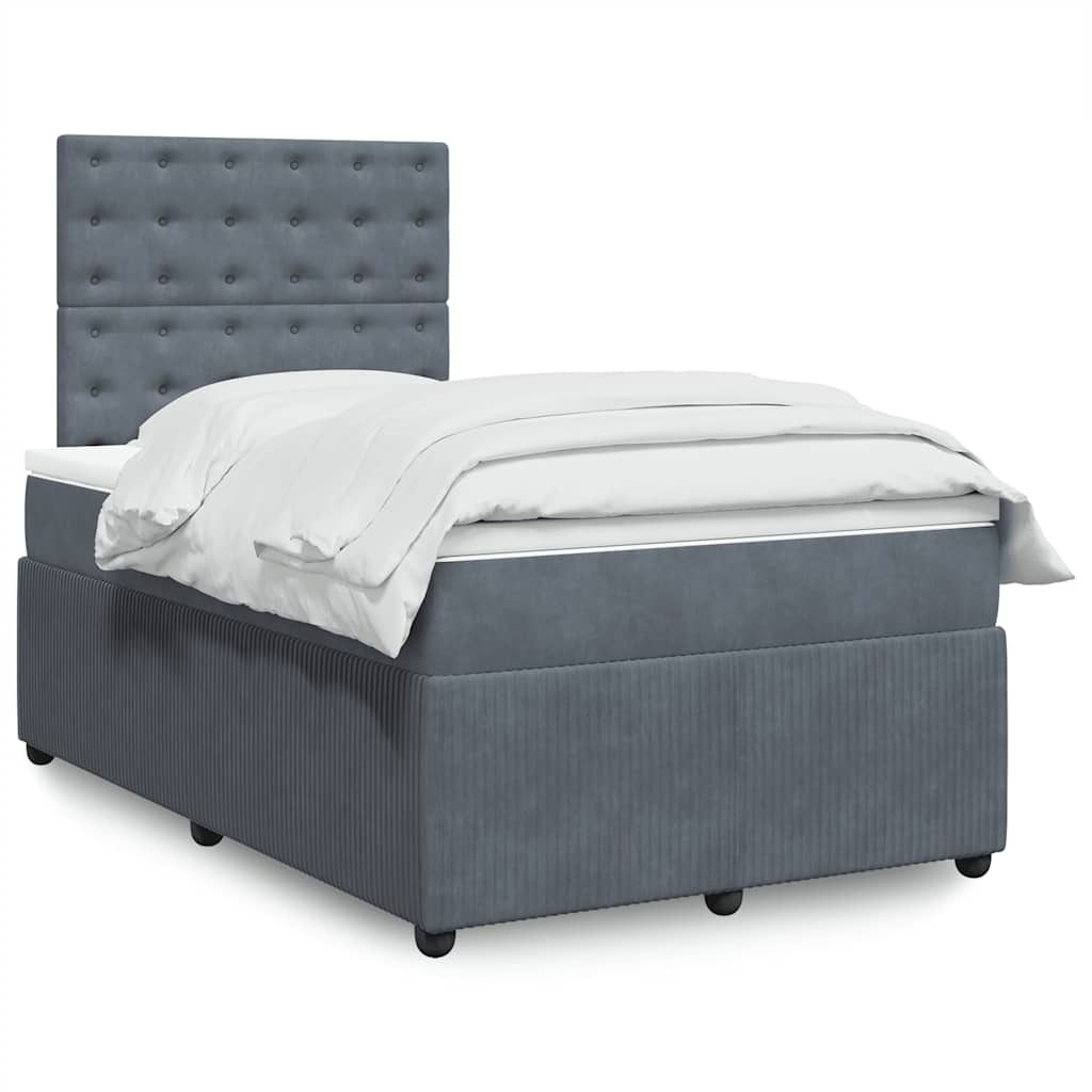 vidaXL Boxspring met matras fluweel donkergrijs 80x200 cm
