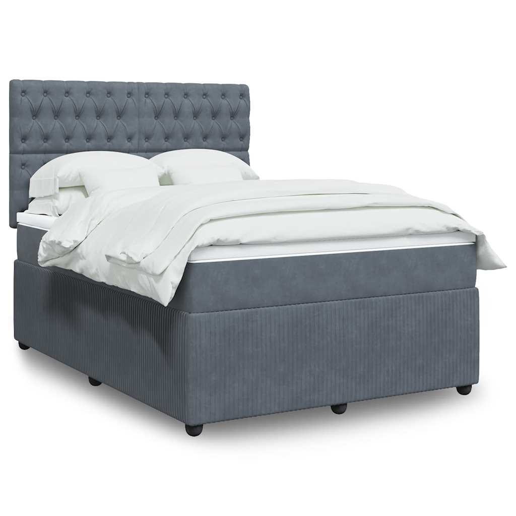 vidaXL Boxspring met matras fluweel donkergrijs 80x200 cm