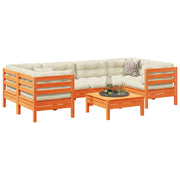 vidaXL 7-Piece Lounge Set with Cushions Solid Pinewood Wax Brown