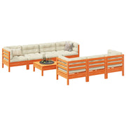 vidaXL 8-Piece Lounge Set with Cushions Solid Pinewood Wax Brown