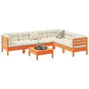vidaXL 7-Piece Lounge Set with Cushions Solid Pinewood Wax Brown