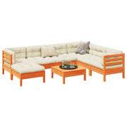 vidaXL 8-Piece Lounge Set with Cushions Solid Pinewood Wax Brown