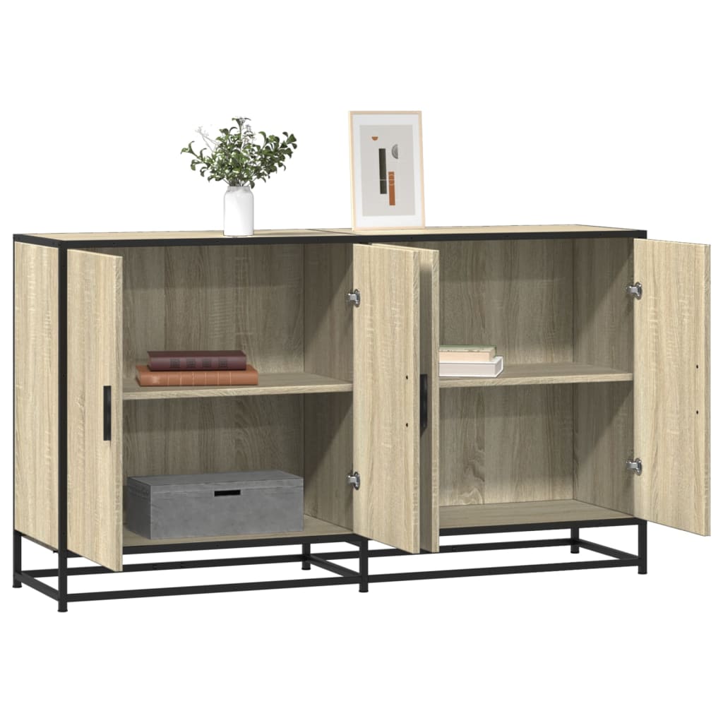vidaXL Dressoir 134x35x76 cm bewerkt hout gerookt eikenkleurig - Aashly