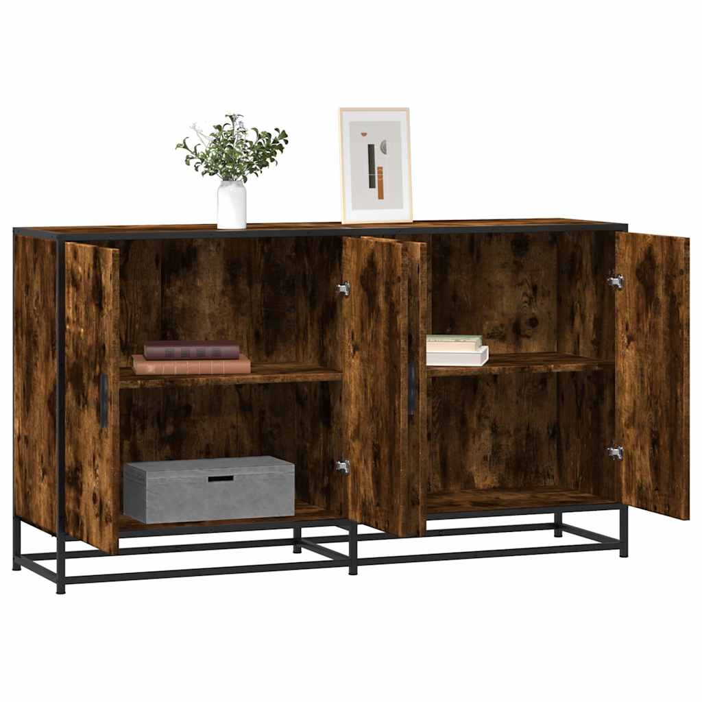 vidaXL Dressoir 134x35x76 cm bewerkt hout gerookt eikenkleurig - Aashly