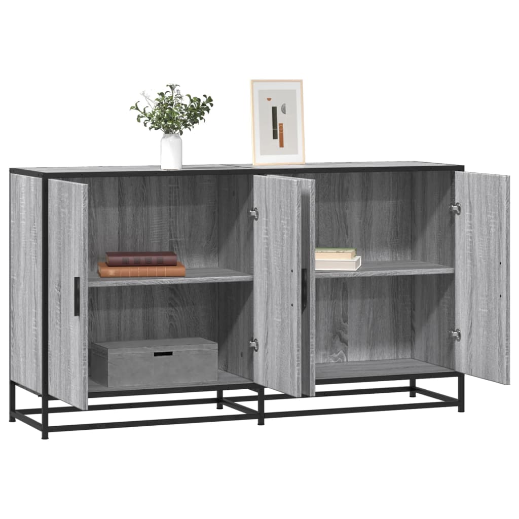 vidaXL Dressoir 134x35x76 cm bewerkt hout gerookt eikenkleurig - Aashly