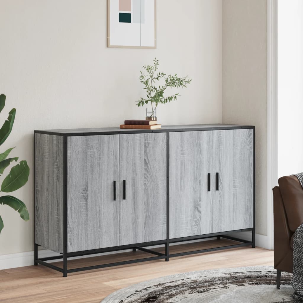 vidaXL Dressoir 134x35x76 cm bewerkt hout gerookt eikenkleurig - Aashly