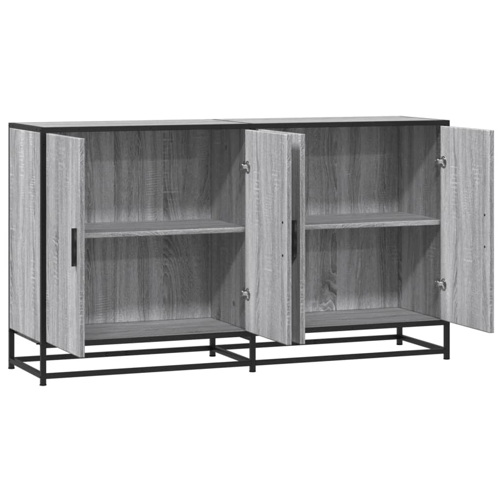 vidaXL Dressoir 134x35x76 cm bewerkt hout gerookt eikenkleurig - Aashly