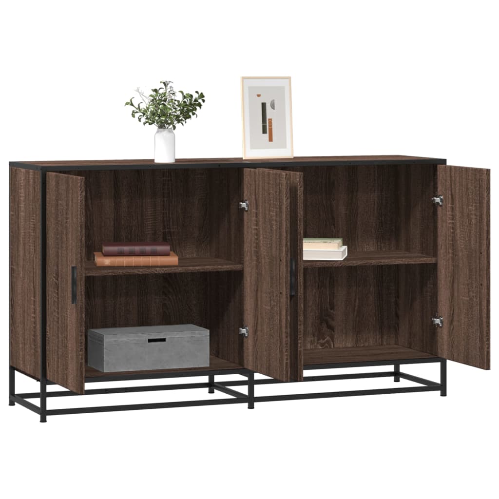 vidaXL Dressoir 134x35x76 cm bewerkt hout gerookt eikenkleurig - Aashly